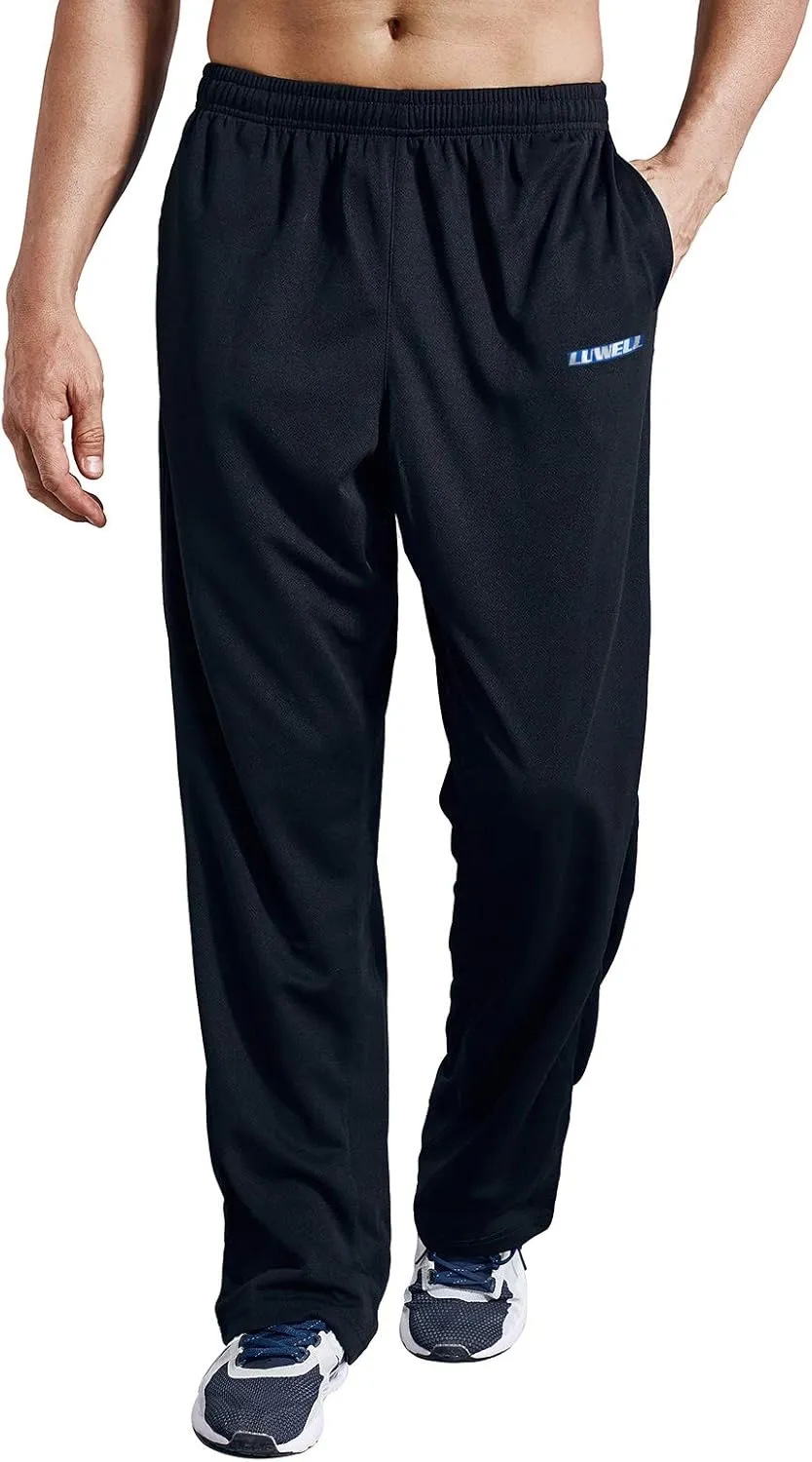 Men's Sweatpants with Pockets Open Bottom Athletic Pants for Jogging, Workout, Gym, Running, Training