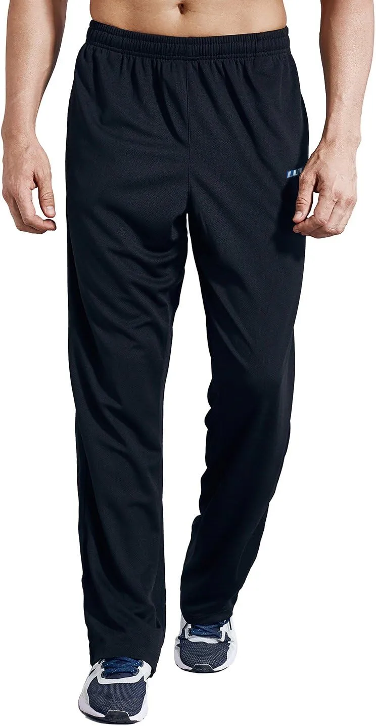 Men's Sweatpants with Pockets Open Bottom Athletic Pants for Jogging, Workout, Gym, Running, Training