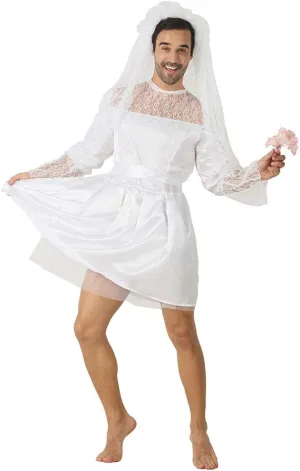 Men's Wedding Dress Funny Male White Bride Costume Funny Novelty Fancy Dress Stag Do Hen Night Party Outift