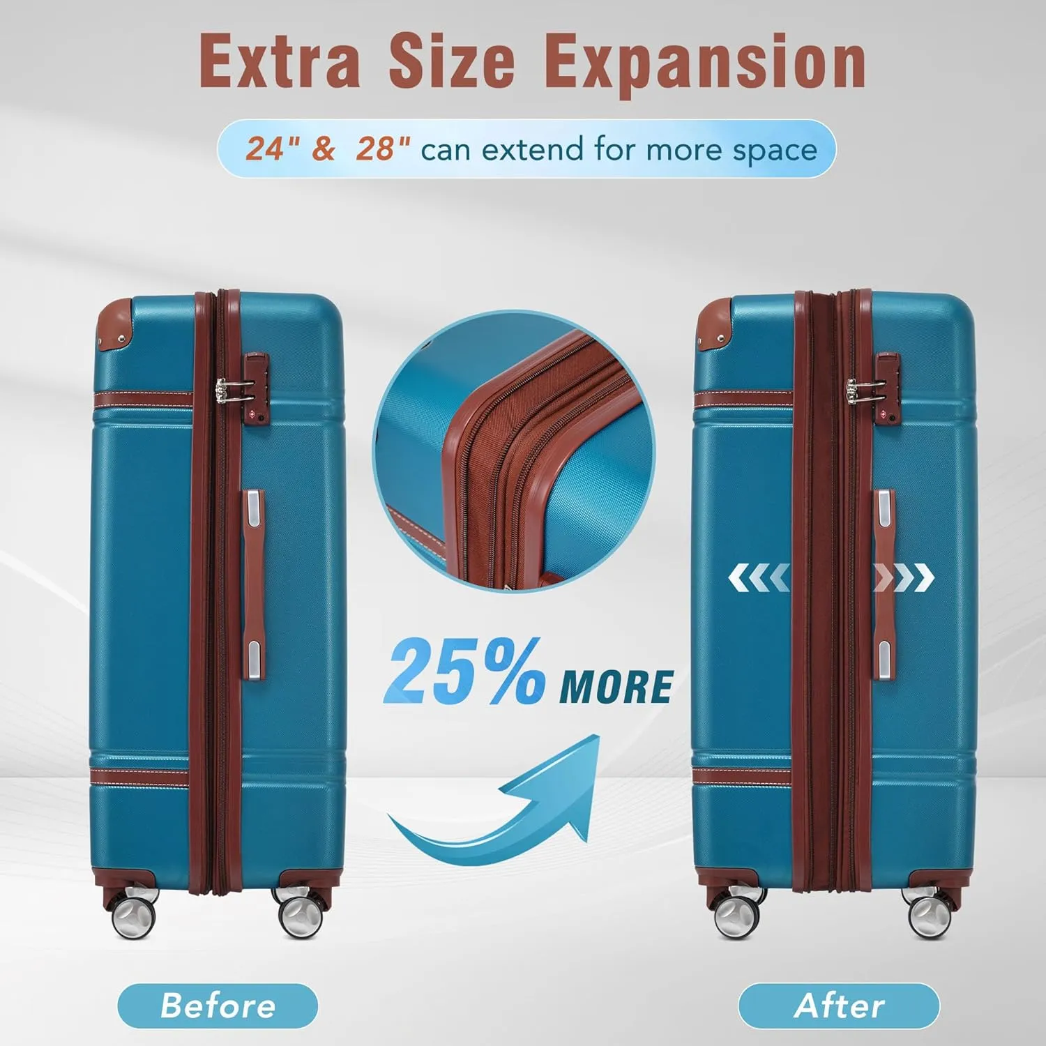 Merax Suitcase Hardshell Clearance for Women Carry On Luggages, Blue, 4-Piece Set