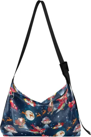 Merry Christmas Lights Santas PU Leather Women Bag Hobo Large Crossbody Bags Animal Print Crossbody Hobo Purse