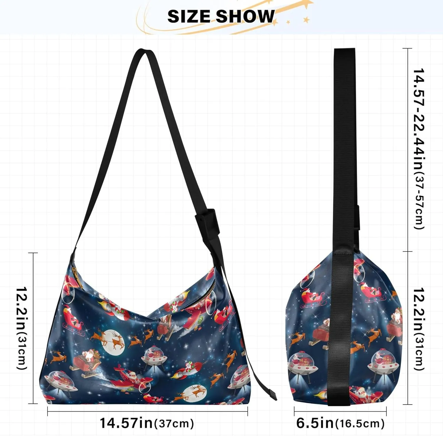 Merry Christmas Lights Santas PU Leather Women Bag Hobo Large Crossbody Bags Animal Print Crossbody Hobo Purse