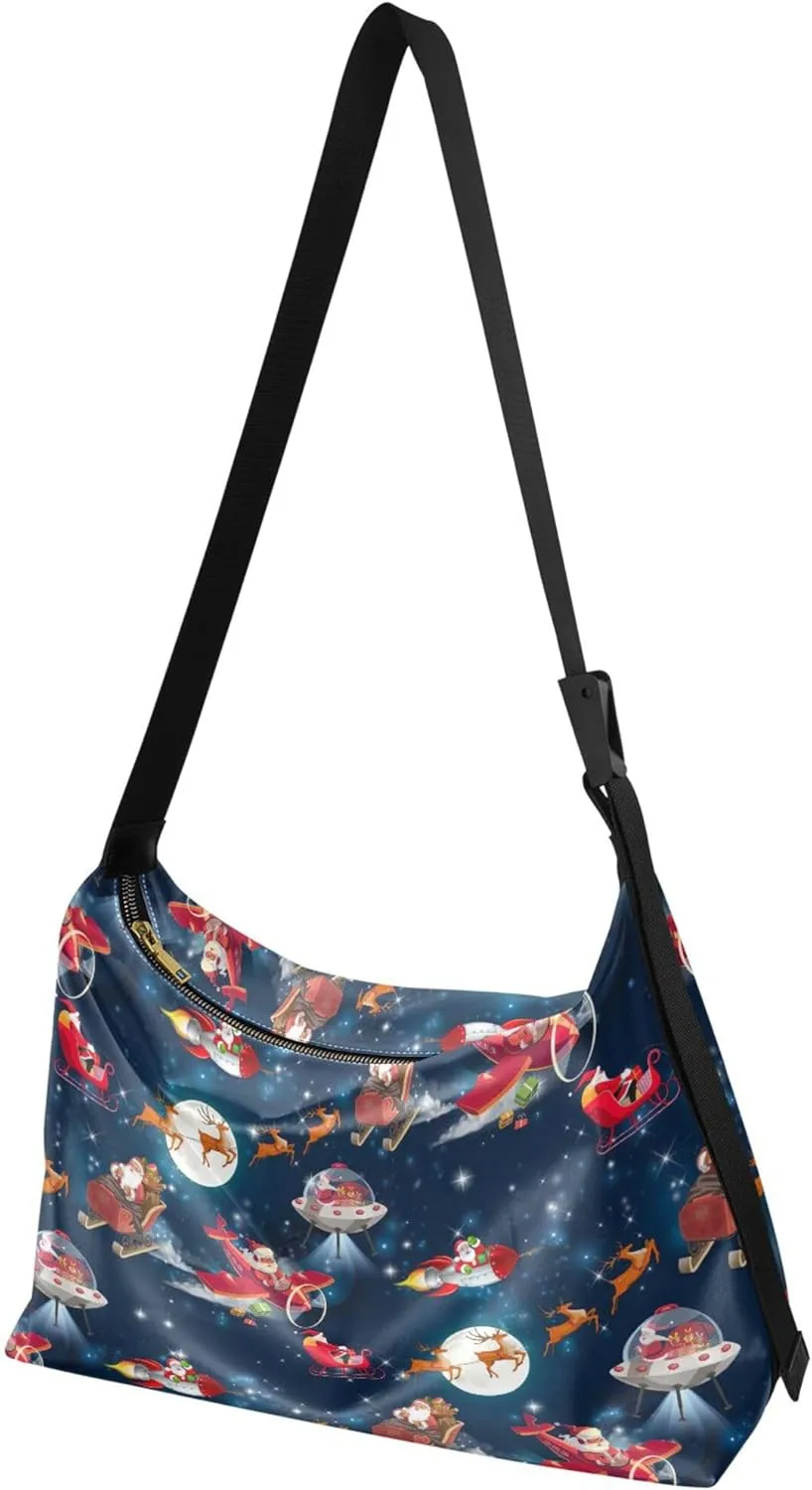 Merry Christmas Lights Santas PU Leather Women Bag Hobo Large Crossbody Bags Animal Print Crossbody Hobo Purse