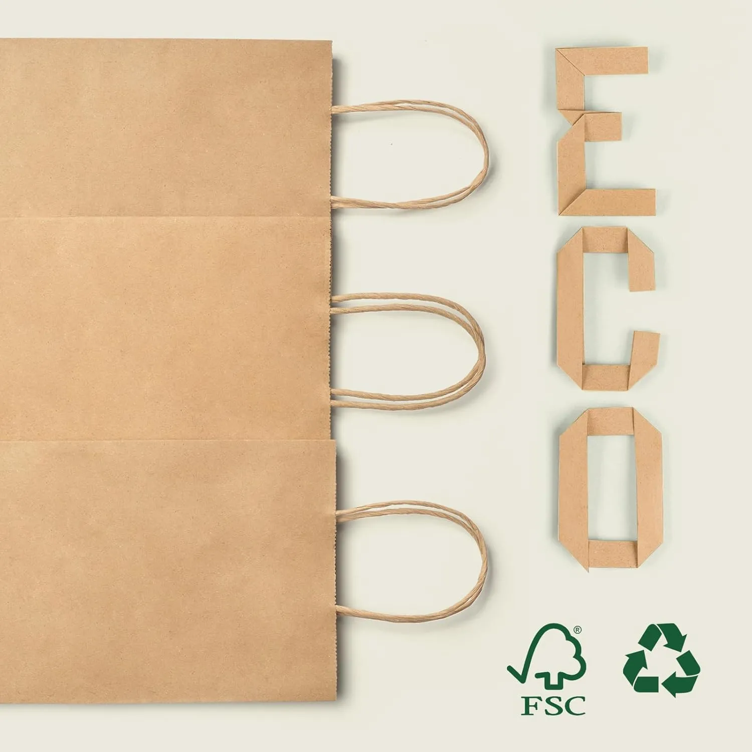 MESHA Brown Paper Bags 5.25x3.75x8 Inch Kraft Small Gift Bags with Handles Bulk,100 Pack for Small Business,Birthday Wedding Party Favor