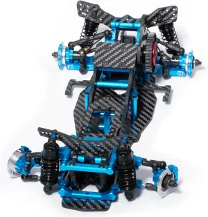 Metal Alloy & Carbon Fiber Chassis Frame Kit for 1/10 Sakura D5 Mini MR RC Remote Control Flat Road Drift Car, Blue