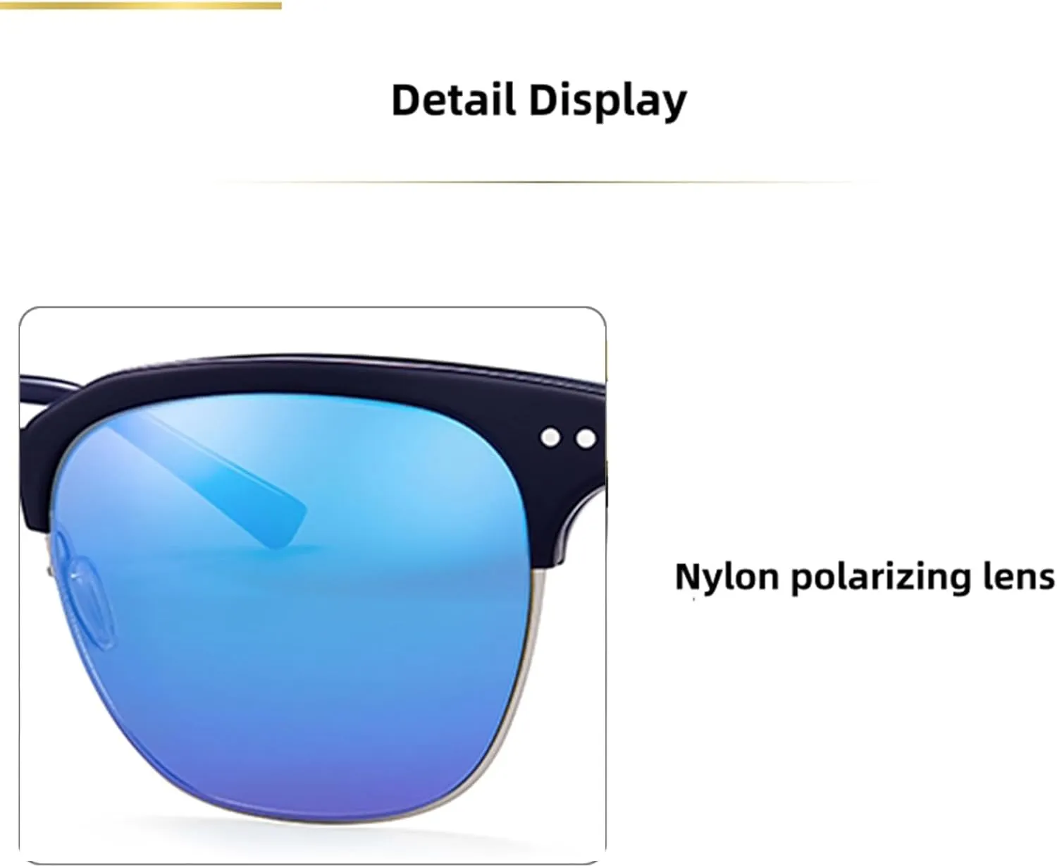 Metal Polarized Sunglasses Men Semi Rimless Frame Wayfarer Sun Glasses Horn Rimmed Shades Driving UV Blocking