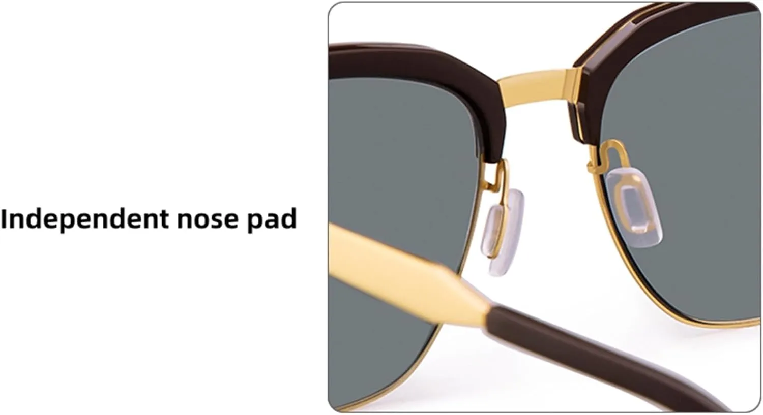 Metal Polarized Sunglasses Men Semi Rimless Frame Wayfarer Sun Glasses Horn Rimmed Shades Driving UV Blocking