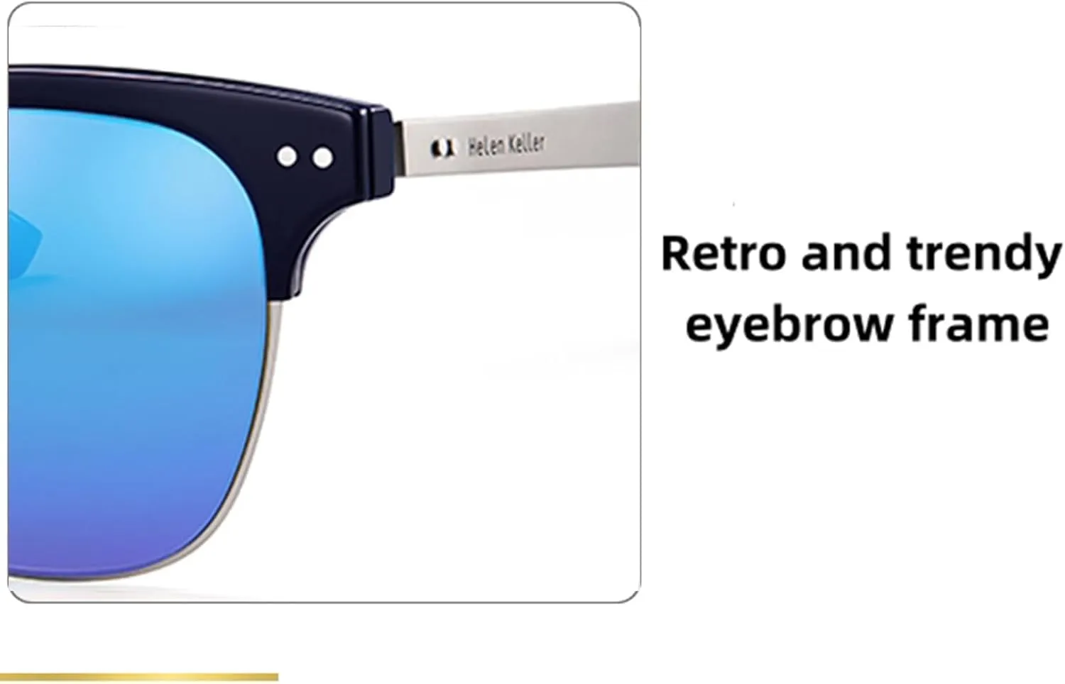 Metal Polarized Sunglasses Men Semi Rimless Frame Wayfarer Sun Glasses Horn Rimmed Shades Driving UV Blocking