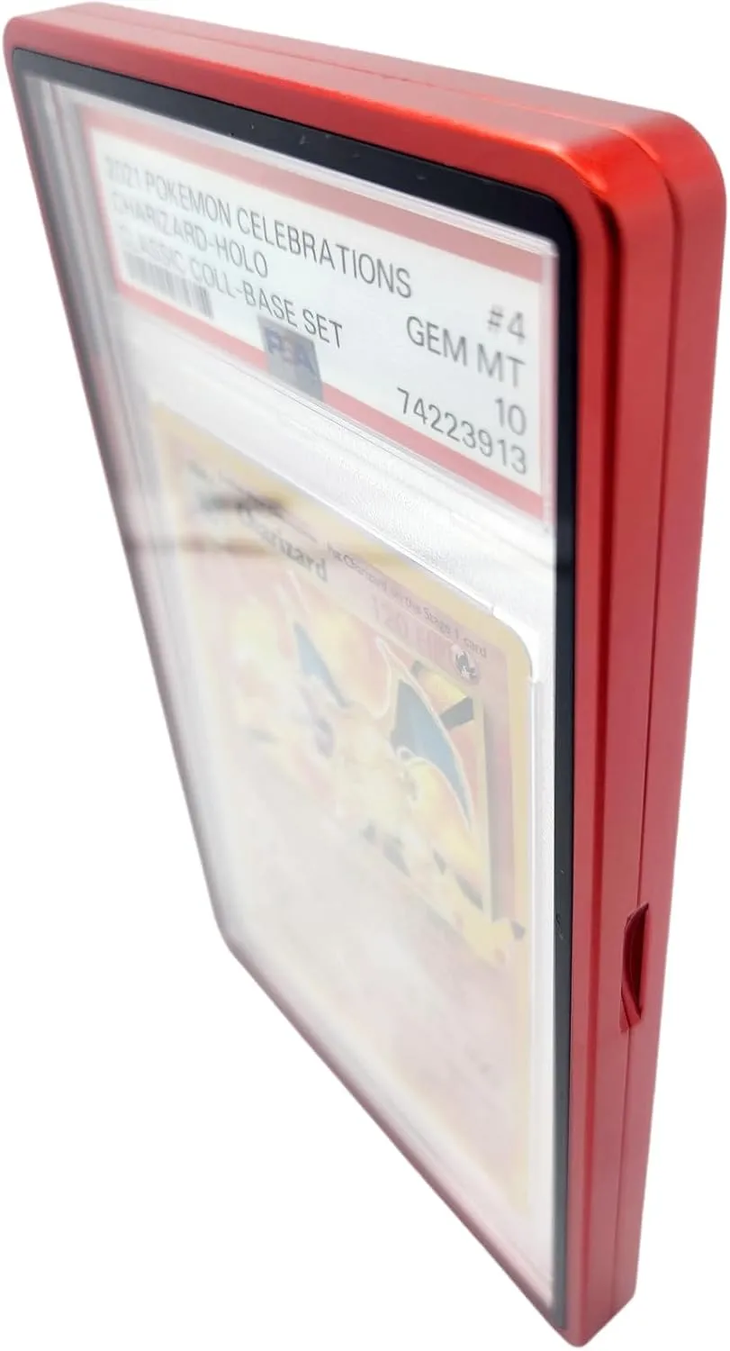 Metal PSA Slab Bumper Case UV Resistant- Safeguard Stackable Magnetic Aluminum Metal Case For Graded Cards (Purple)