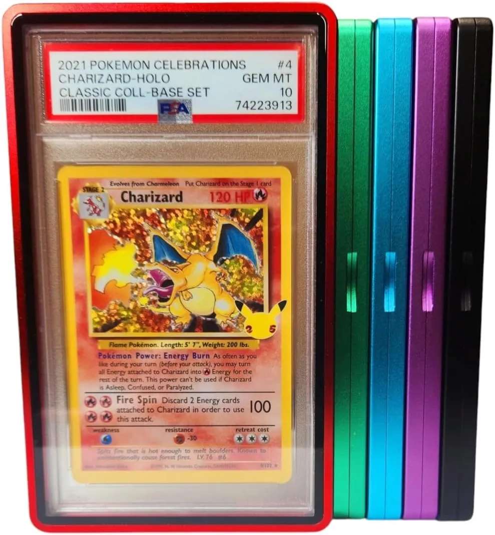 Metal PSA Slab Bumper Case UV Resistant- Safeguard Stackable Magnetic Aluminum Metal Case For Graded Cards (Purple)
