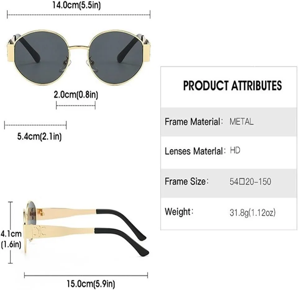 Metal Sunglasses for Men and Women Fashion Sun Glasses Oval Stylish Eyewear Shades UV400