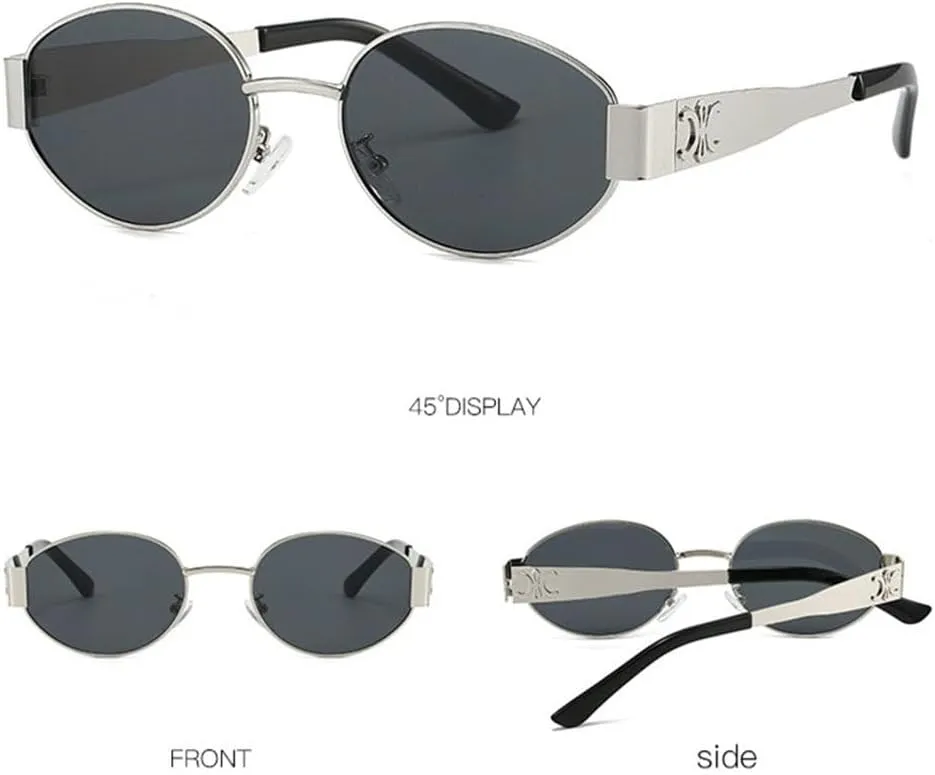 Metal Sunglasses for Men and Women Fashion Sun Glasses Oval Stylish Eyewear Shades UV400