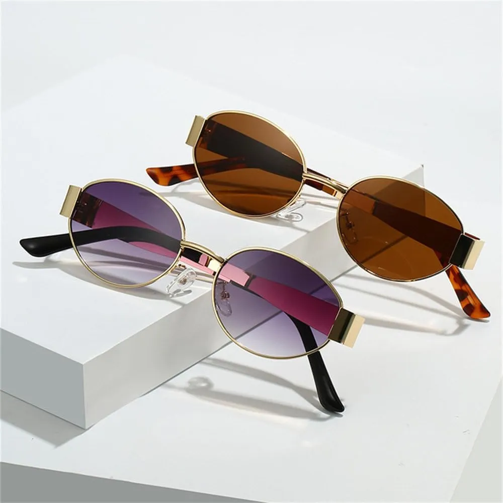 Metal Sunglasses for Men and Women Fashion Sun Glasses Oval Stylish Eyewear Shades UV400