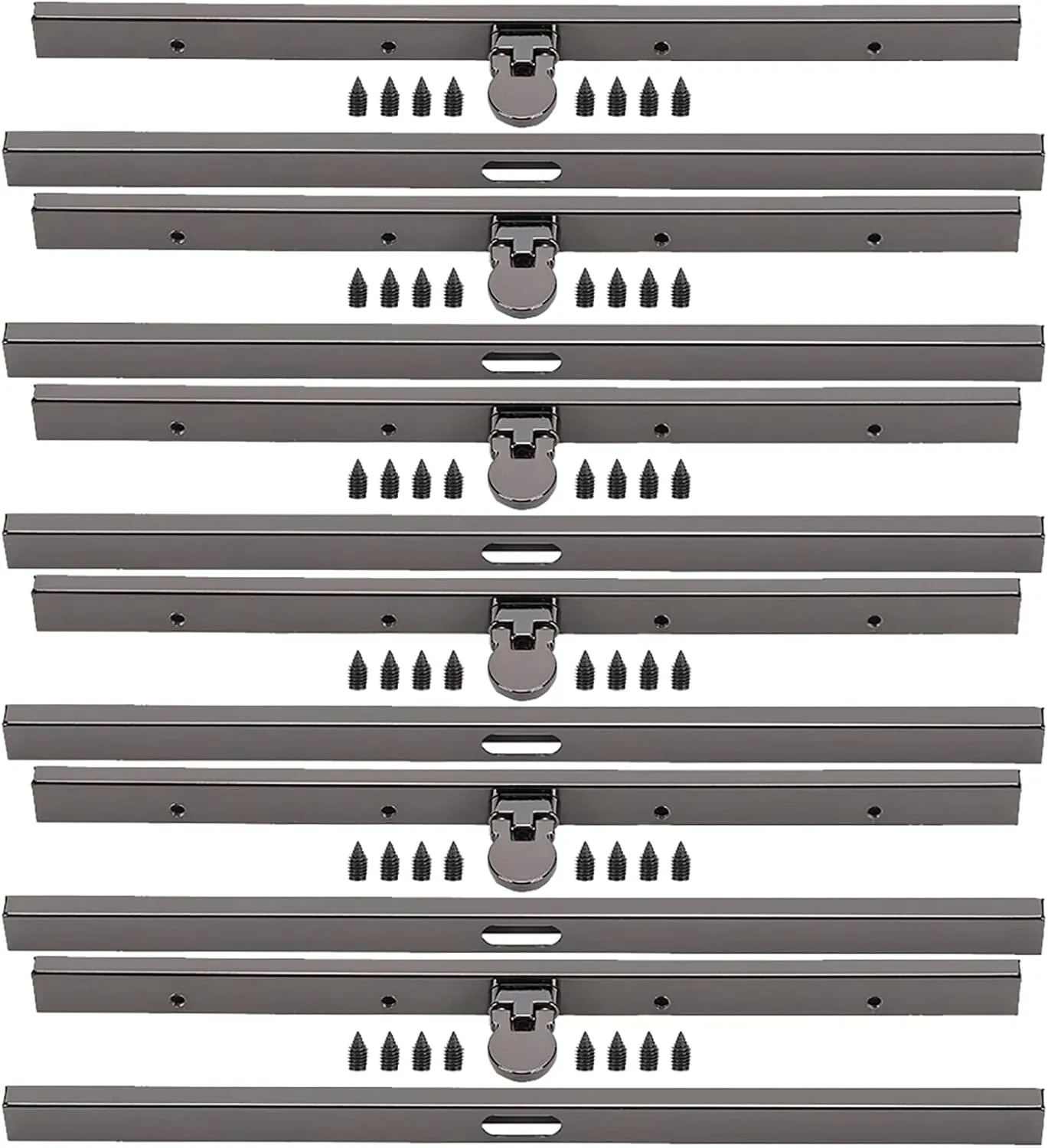 Metal Wallet Frame, 6 Pack 19cm/7.5in Metal Purse Frame Wallet Clasp Straight Side Bag Supplies Hardware Bag Purse Making Accessories Iron Lightweight Wallet Frame Replacement (Gray)
