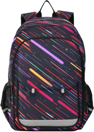 Meteorites Flying in Dark Space Backpack for Boys Girls Elementary School Bag Kids Bookbag Travel Rucksack With Reflective Stripes