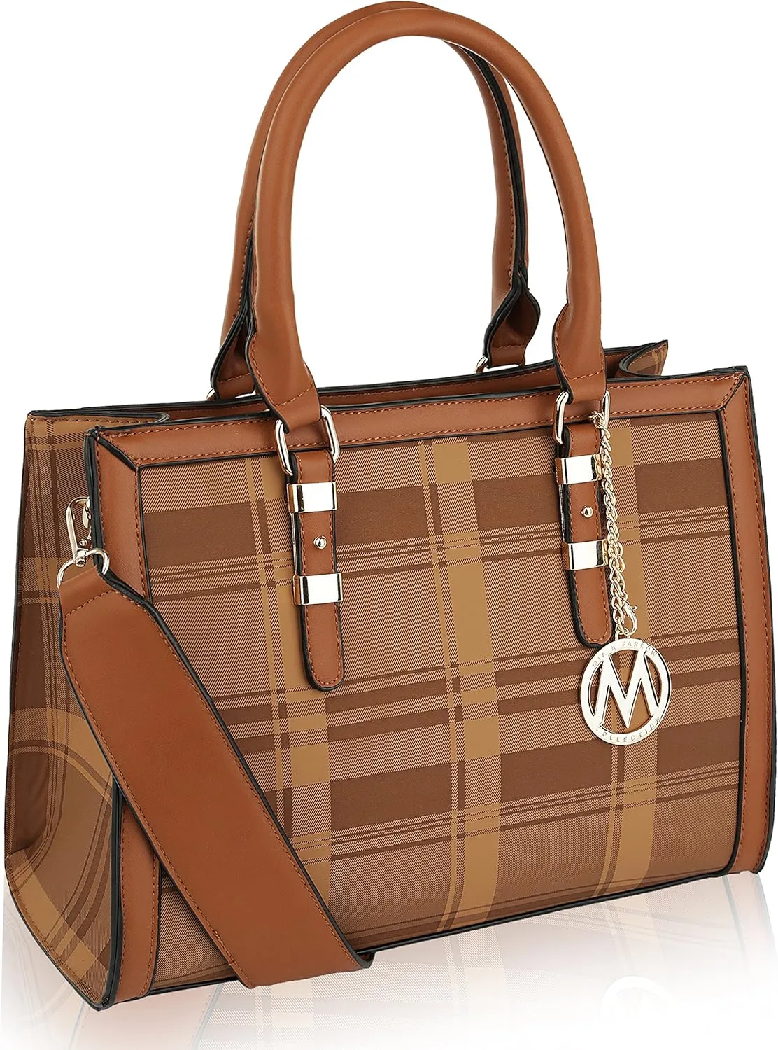 Mia K. Collection Crossbody for Women Satchel Shoulder Bag, Adjustable Strap, PU Leather, Top-Handle Purse Gold-Tone Hardware