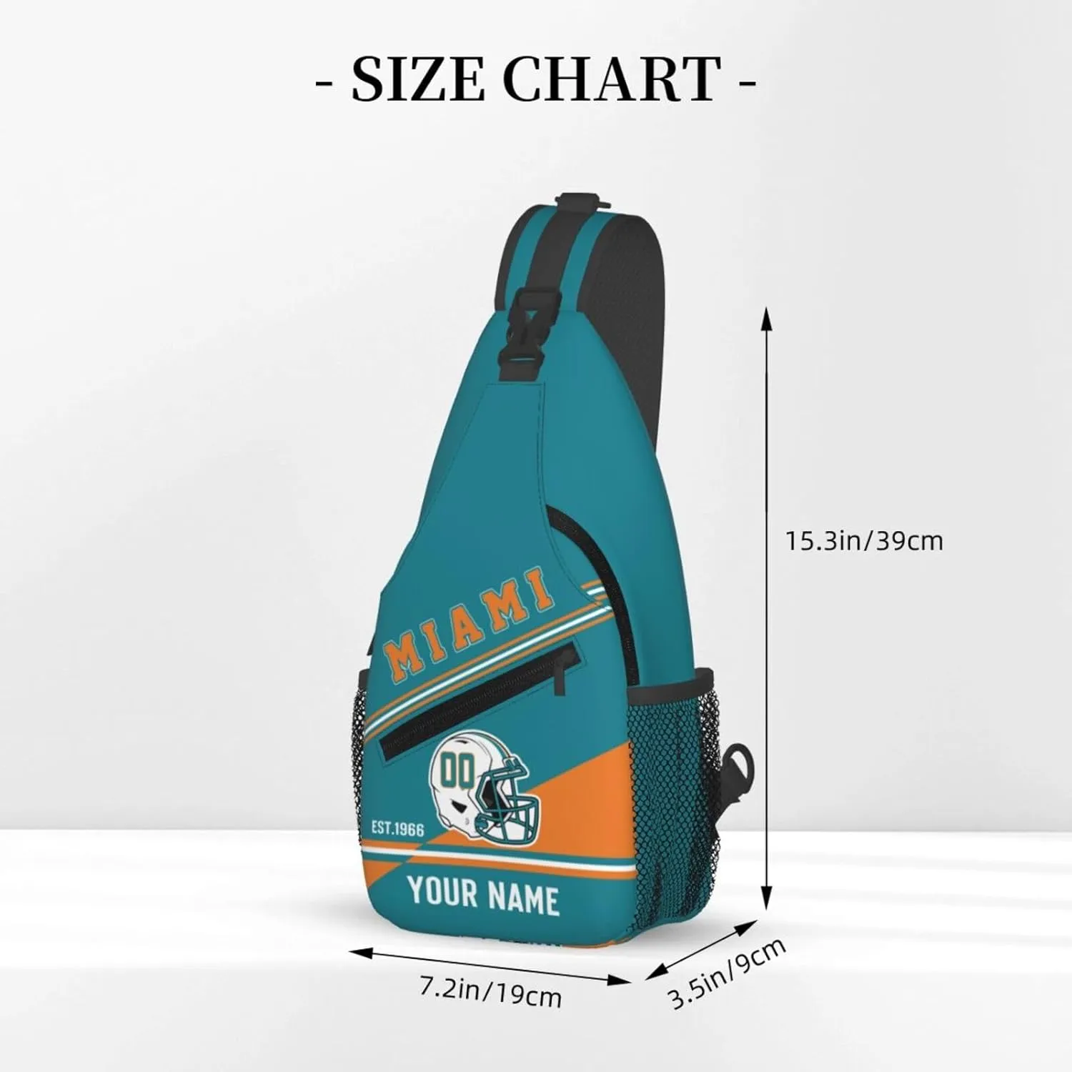 Miami Sling Bag,Personalized Football Crossbody Bags,Custom Cross Chest Bag,Sling Shoulder Backpack,Chest Bag Travel Daypack for Men Women Football Fans