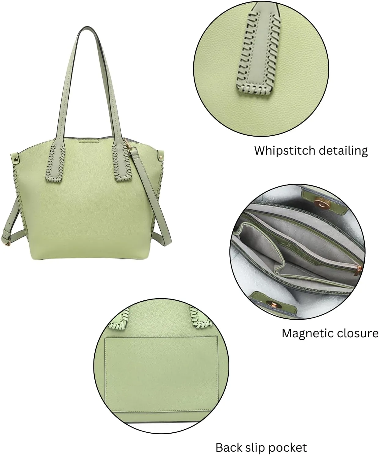 Micah Vegan Leather Handbags and Purses for Women Ladies Hobo Tote Bag Whipstitch Shoulder Bags