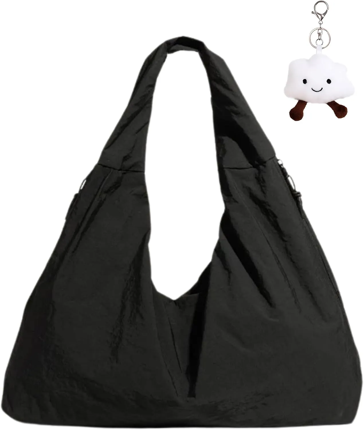 Micmores Tote Bag Slouchy Hobo Bag for Women Nylon Handbag Solid Color Draped Shoulder Bag Large Underarm Purse