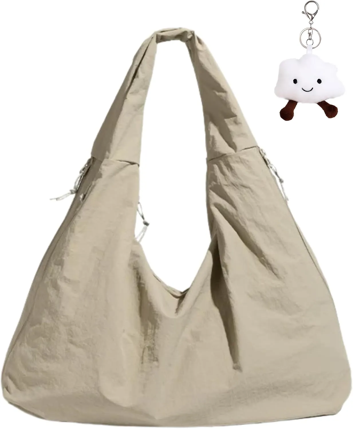 Micmores Tote Bag Slouchy Hobo Bag for Women Nylon Handbag Solid Color Draped Shoulder Bag Large Underarm Purse