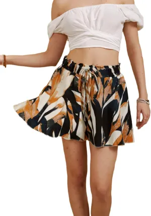Milumia Women's Ditsy Floral Elastic Waist Skort Ruffle Hem Boho Short Skirt Skorts