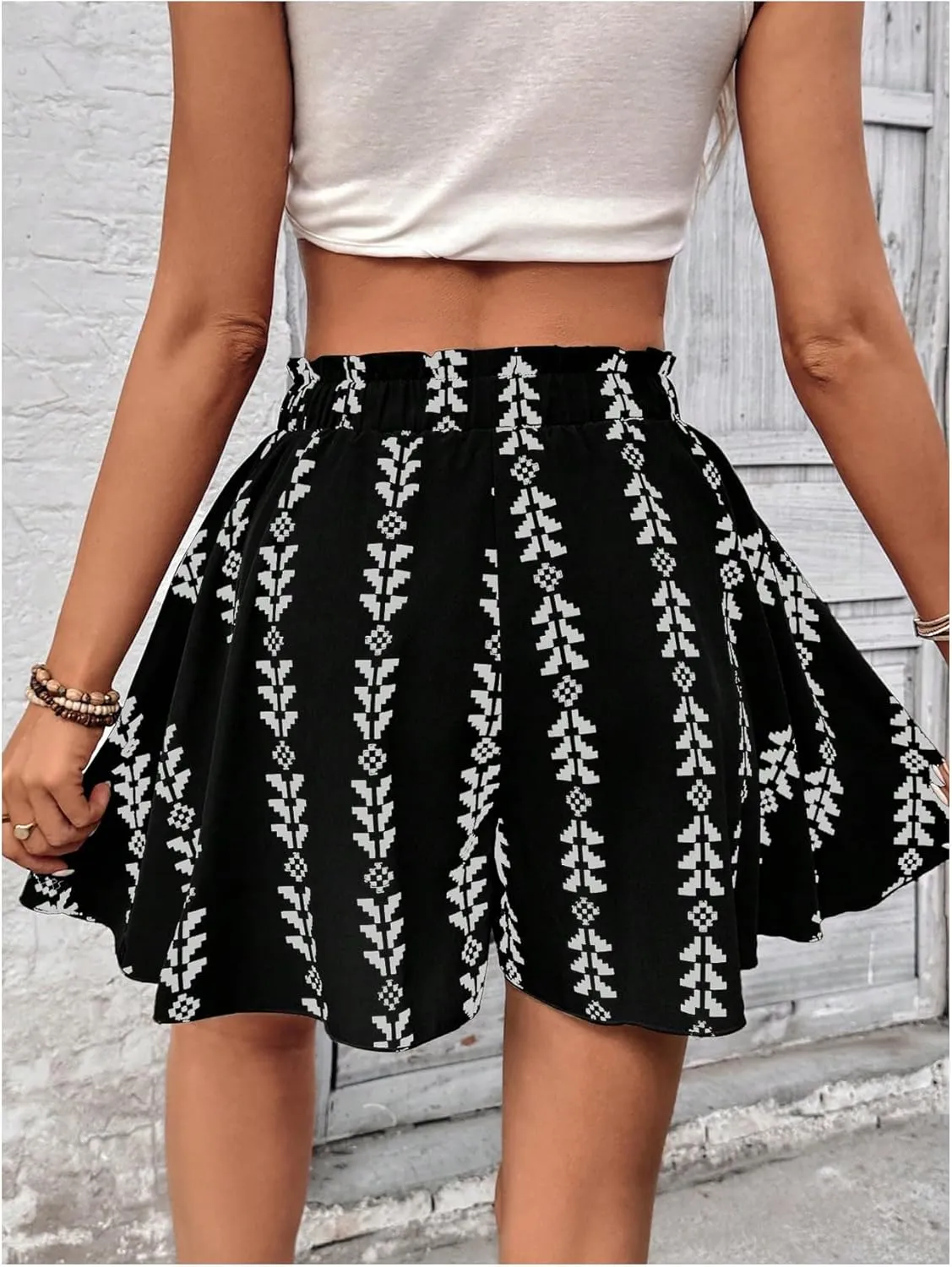 Milumia Women's Ditsy Floral Elastic Waist Skort Ruffle Hem Boho Short Skirt Skorts