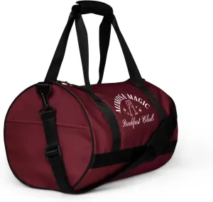 Mimosa Magic Breakfast Club gym bag for women – stylish small duffle bag, waterproof travel duffel bags for women, personal item carry on bag for gym & travel – Maroon