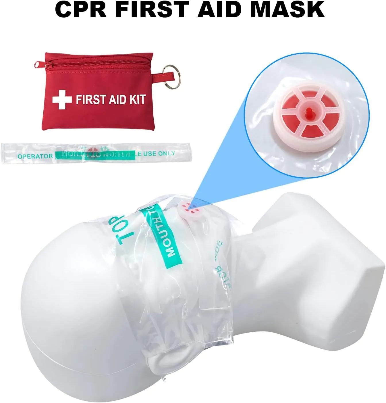 Mini First Aid Kit - CPR Pocket Mask Keychain CPR Face Shield with Breathing Barrier & Elastic Belt & One Pair of Disposable Gloves for Travel Home Camping - Emergency Supplies (10 Set)