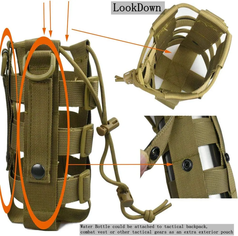Minimalist Adjustable MOLLE Water Bottle Holder Kettle Pouch Belt Bottle Carrier for 17-42 Oz Water Bottle
