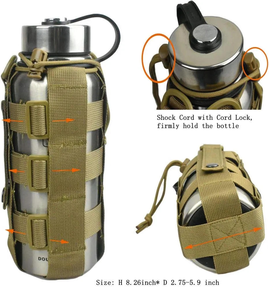Minimalist Adjustable MOLLE Water Bottle Holder Kettle Pouch Belt Bottle Carrier for 17-42 Oz Water Bottle