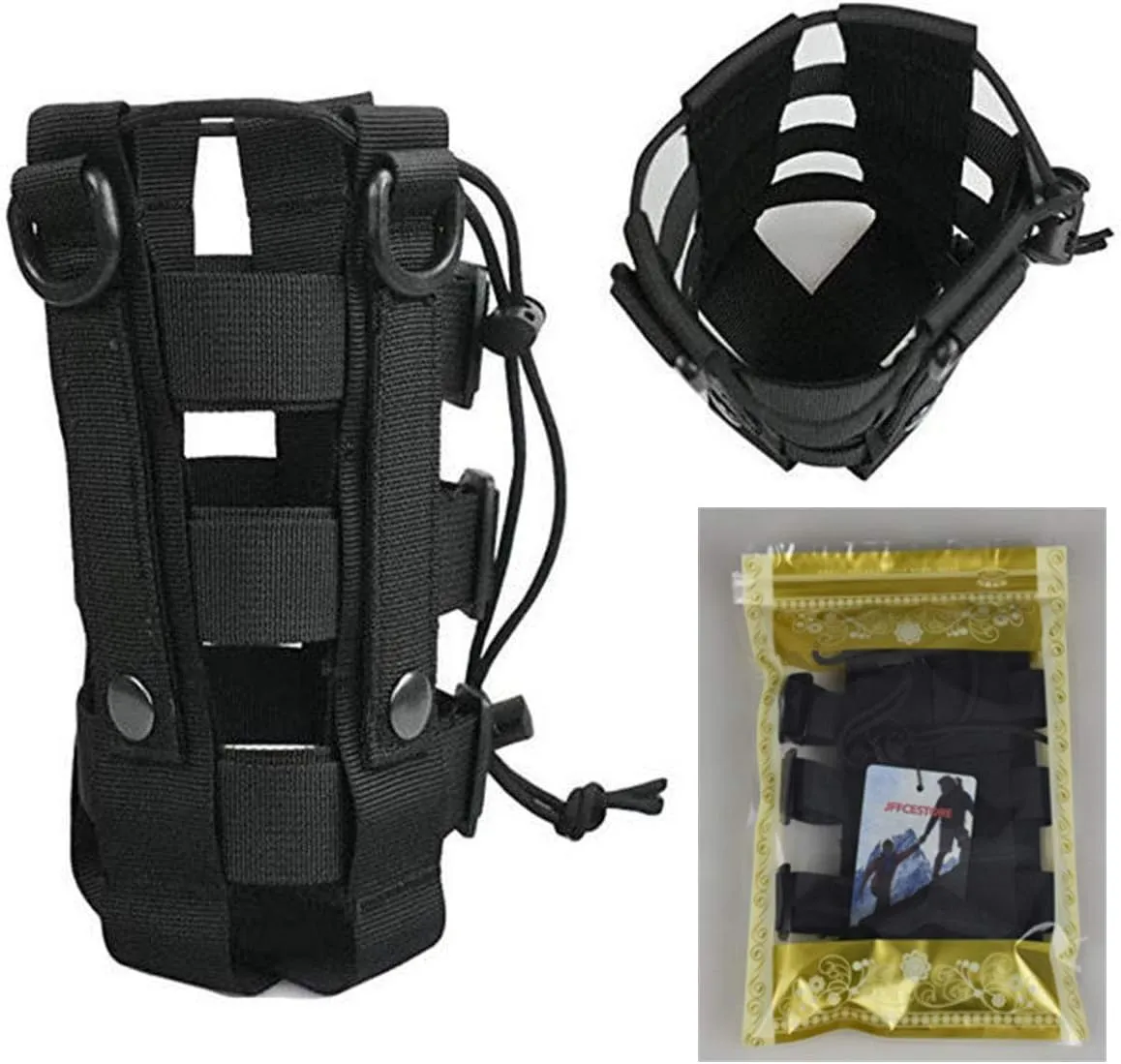 Minimalist Adjustable MOLLE Water Bottle Holder Kettle Pouch Belt Bottle Carrier for 17-42 Oz Water Bottle