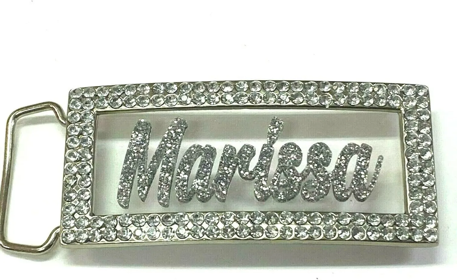 MIRROR MANIA Adjustable Belt Buckle Laser Personalized Custom Bling Rhinestone Any Name or Favorite Word Women Women's Accessories Unique, Dazzling and Stunning Belt Buckles