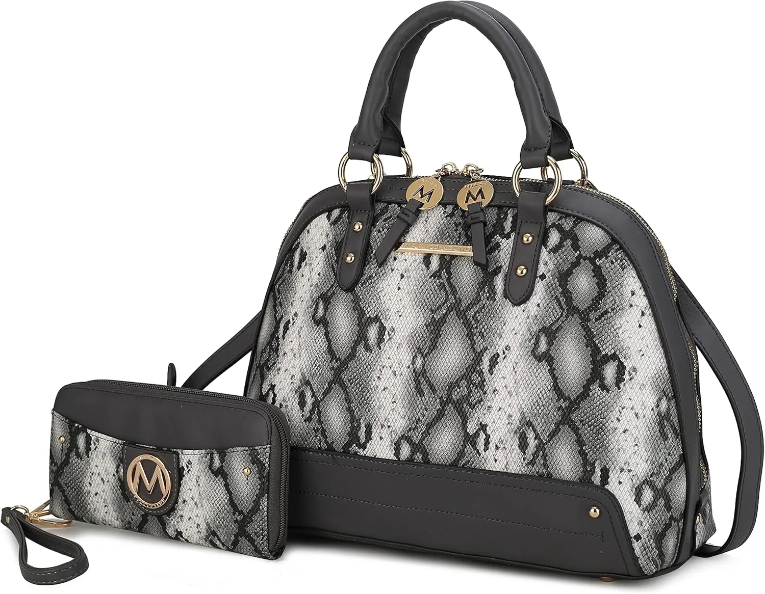 MKF Collection Satchel Bag for Women with Wristlet Wallet, Vegan Leather Top Handle Shoulder Bag Handbag Purse by Mia K