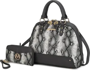 MKF Collection Satchel Bag for Women with Wristlet Wallet, Vegan Leather Top Handle Shoulder Bag Handbag Purse by Mia K
