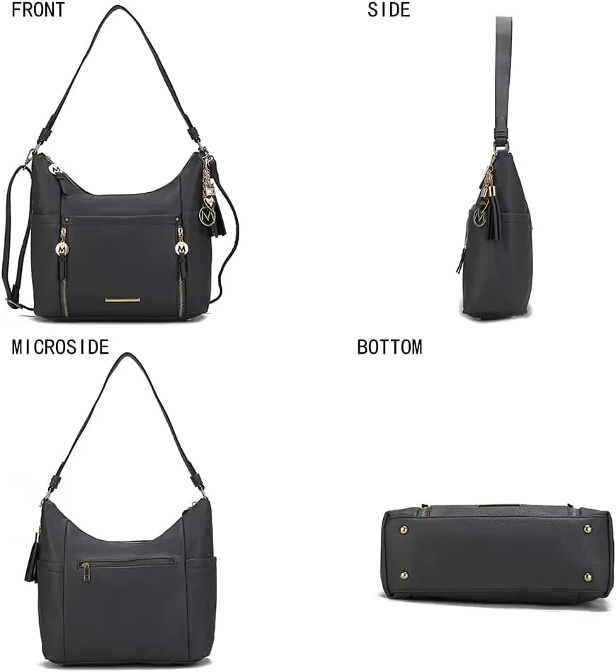 MKF Collection Shoulder Bag for Women, Vegan Leather Crossbody, Hobo Fashion Handbag Messenger Purse