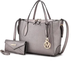 MKF Collection Tote bag for Women with Wristlet Wallet, Vegan Leather Top-Handle Shoulder Handbag Purse