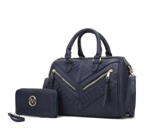 MKF Collection Women's Satchel Bag with Wallet, Vegan Leather Top Handle Shoulder Handbag Crossbody Purse