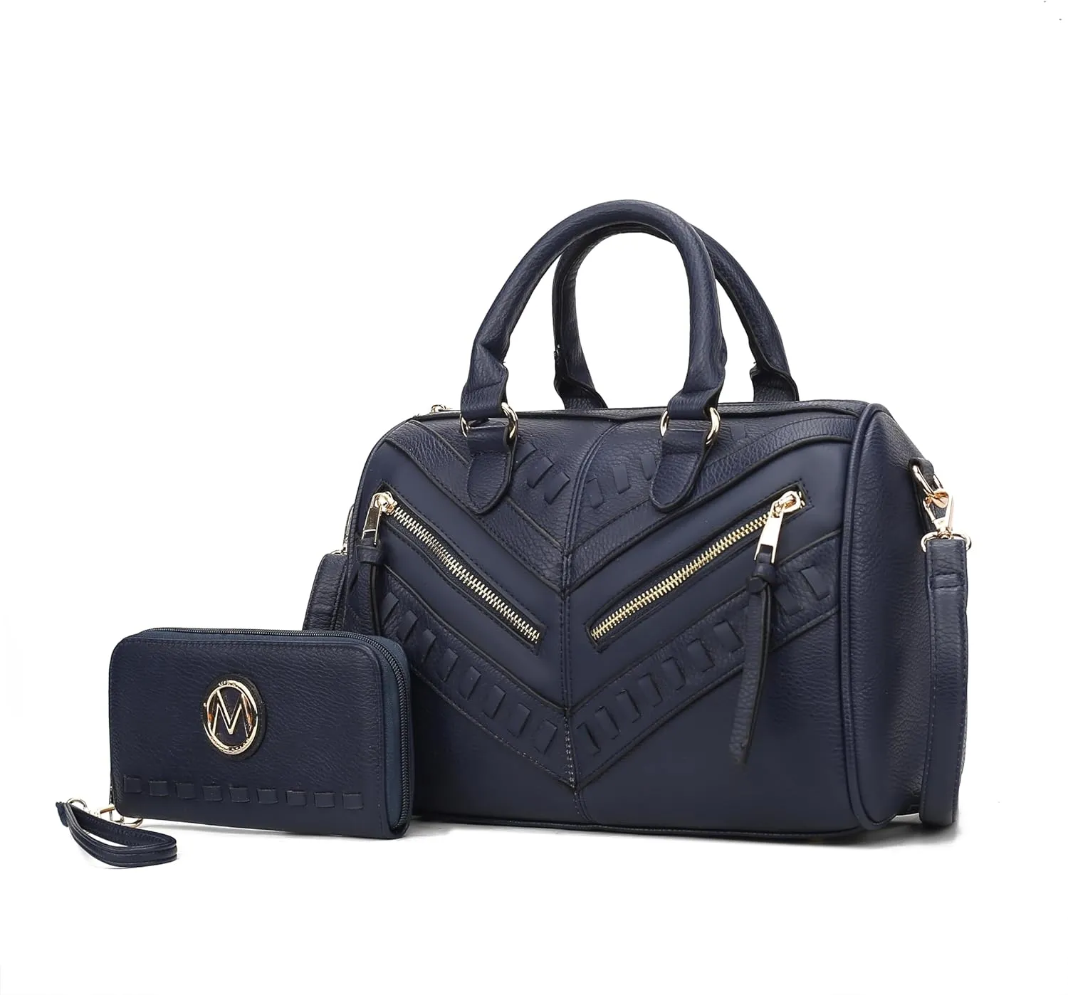 MKF Collection Women's Satchel Bag with Wallet, Vegan Leather Top Handle Shoulder Handbag Crossbody Purse