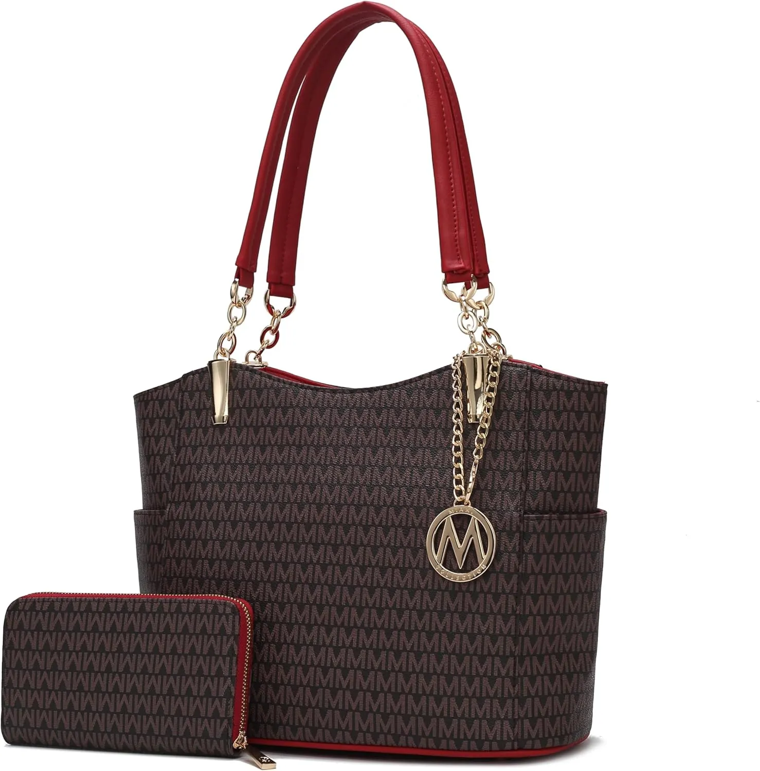 MKF Shoulder Bag for Women & Wallet Purse Set: PU Leather Tote Handbag – Top-Handle Stylish Satchel Pocketbook