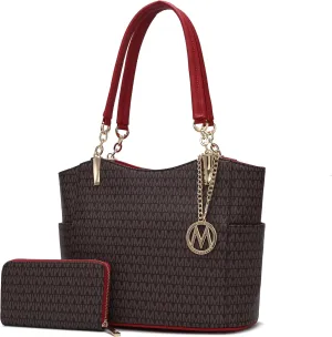 MKF Shoulder Bag for Women & Wallet Purse Set: PU Leather Tote Handbag – Top-Handle Stylish Satchel Pocketbook