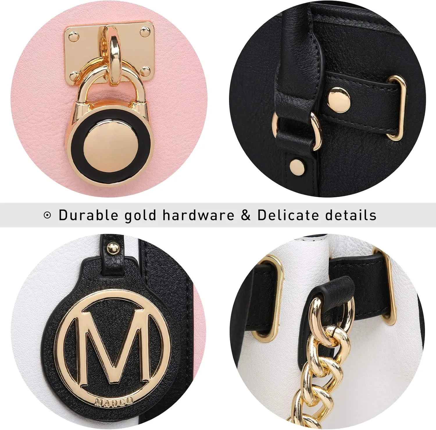 MKP Women Satchel Handbags Purses Two tone Top Handle Tote Shoulder Bags with Matching Wristlet Wallet Set 2pcs