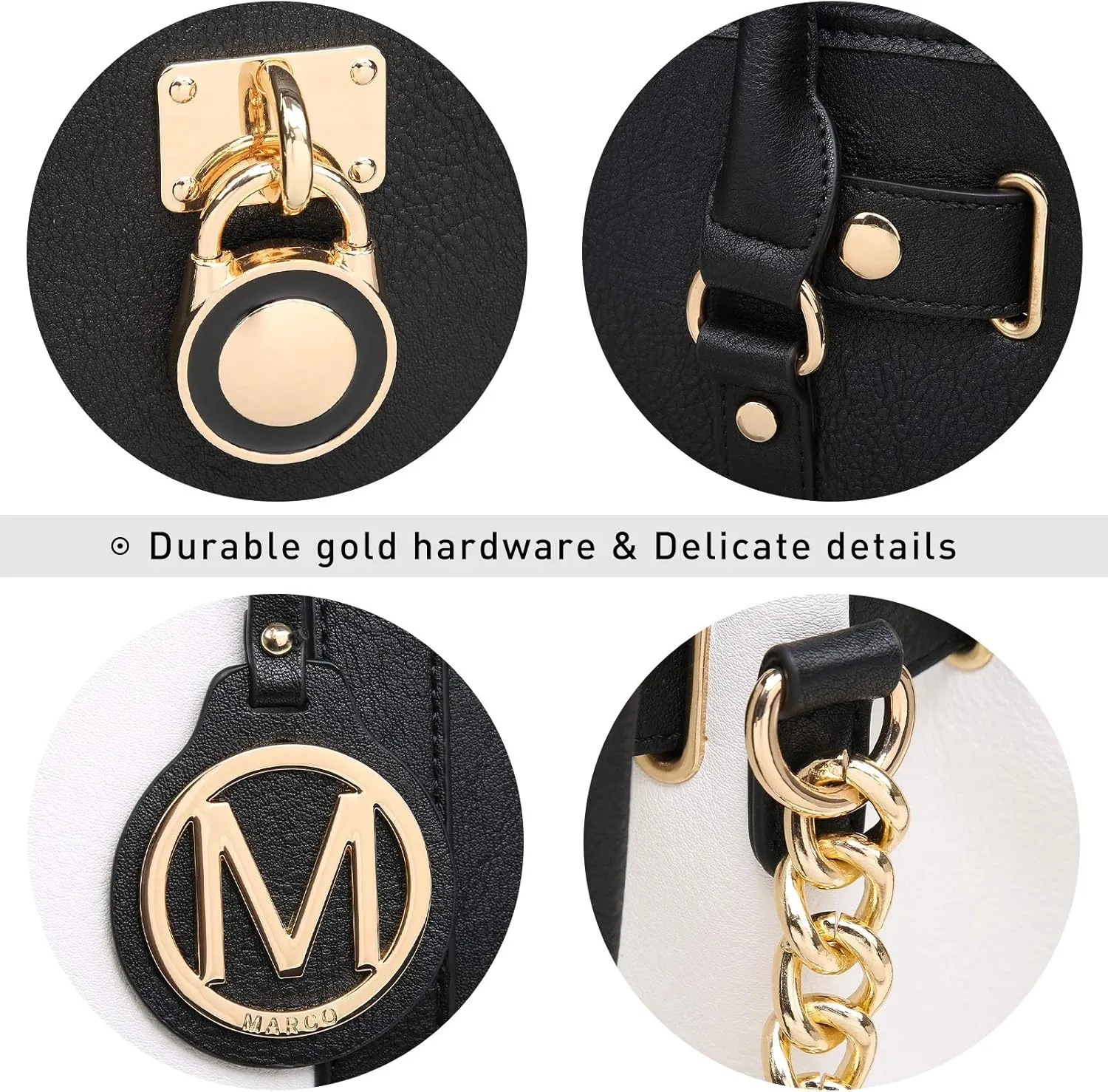 MKP Women Satchel Handbags Purses Two tone Top Handle Tote Shoulder Bags with Matching Wristlet Wallet Set 2pcs