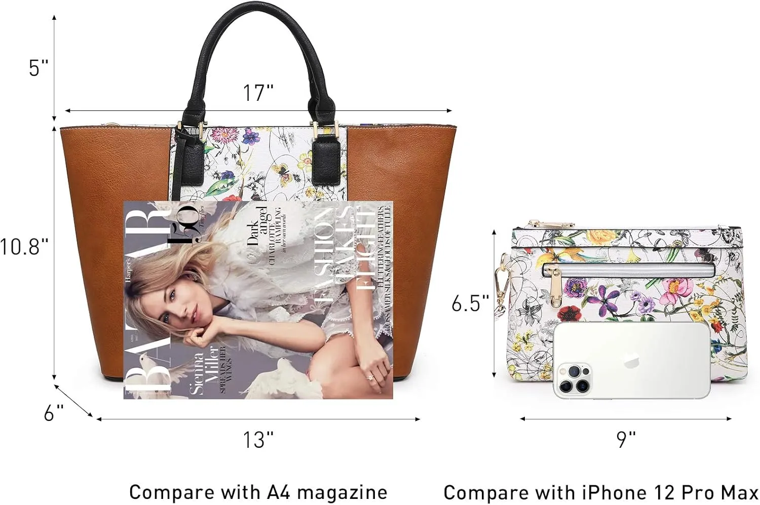 MKP Women Two Tone Large Tote Bags Top Handle Satchel Handbags Purses Set 2pcs