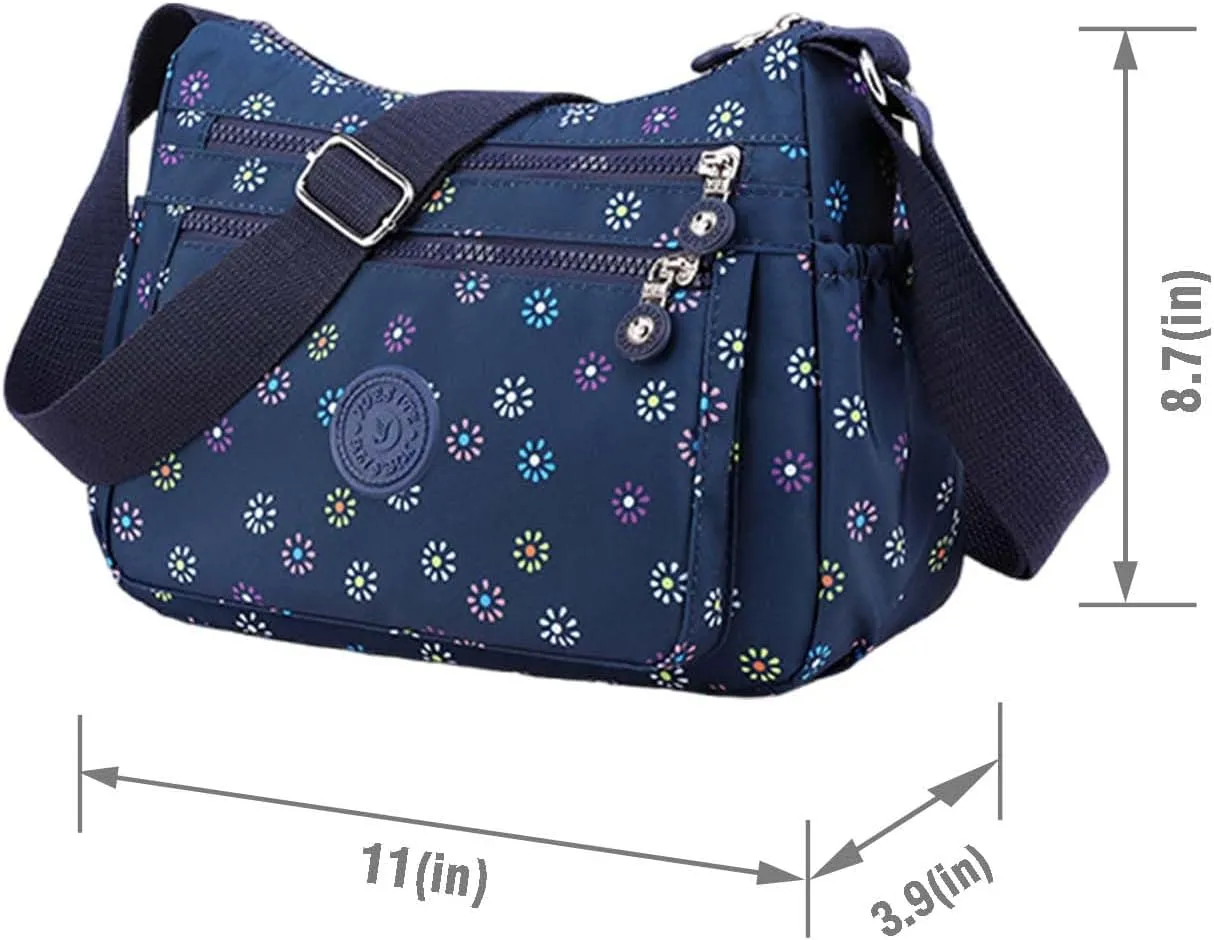 MLAFE Women Shoulder Handbag Nylon Multi-Pocket Crossbody Purse Bags for Women Travel Shoulder Bag for Travel/Shopping/Hiking