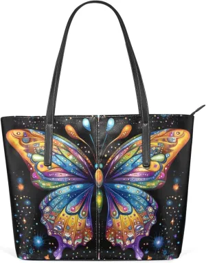 MNSRUU Boho Tote Bag Butterfly Starlight Travel Women Purses and Handbags