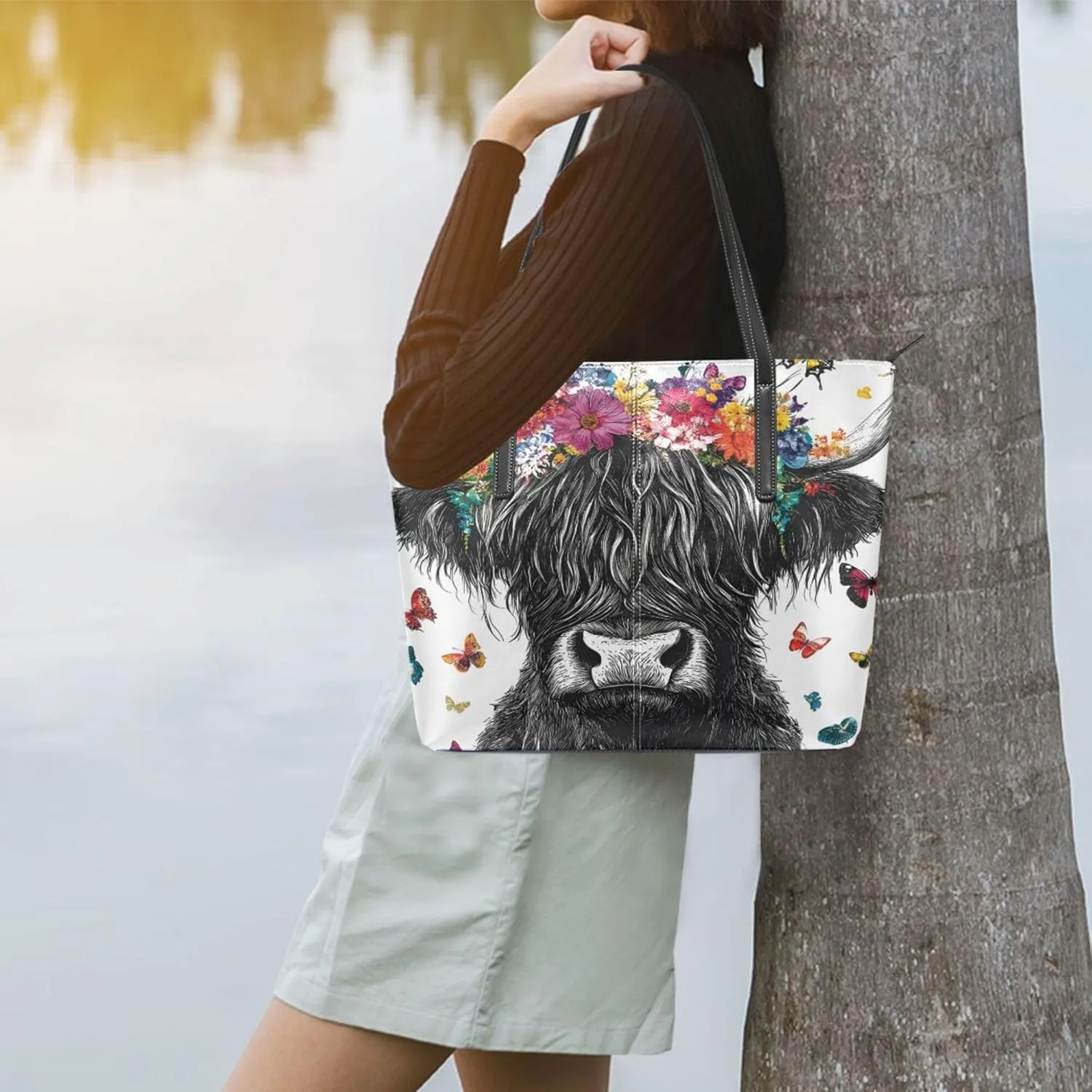 MNSRUU Boho Tote Bag Butterfly Starlight Travel Women Purses and Handbags