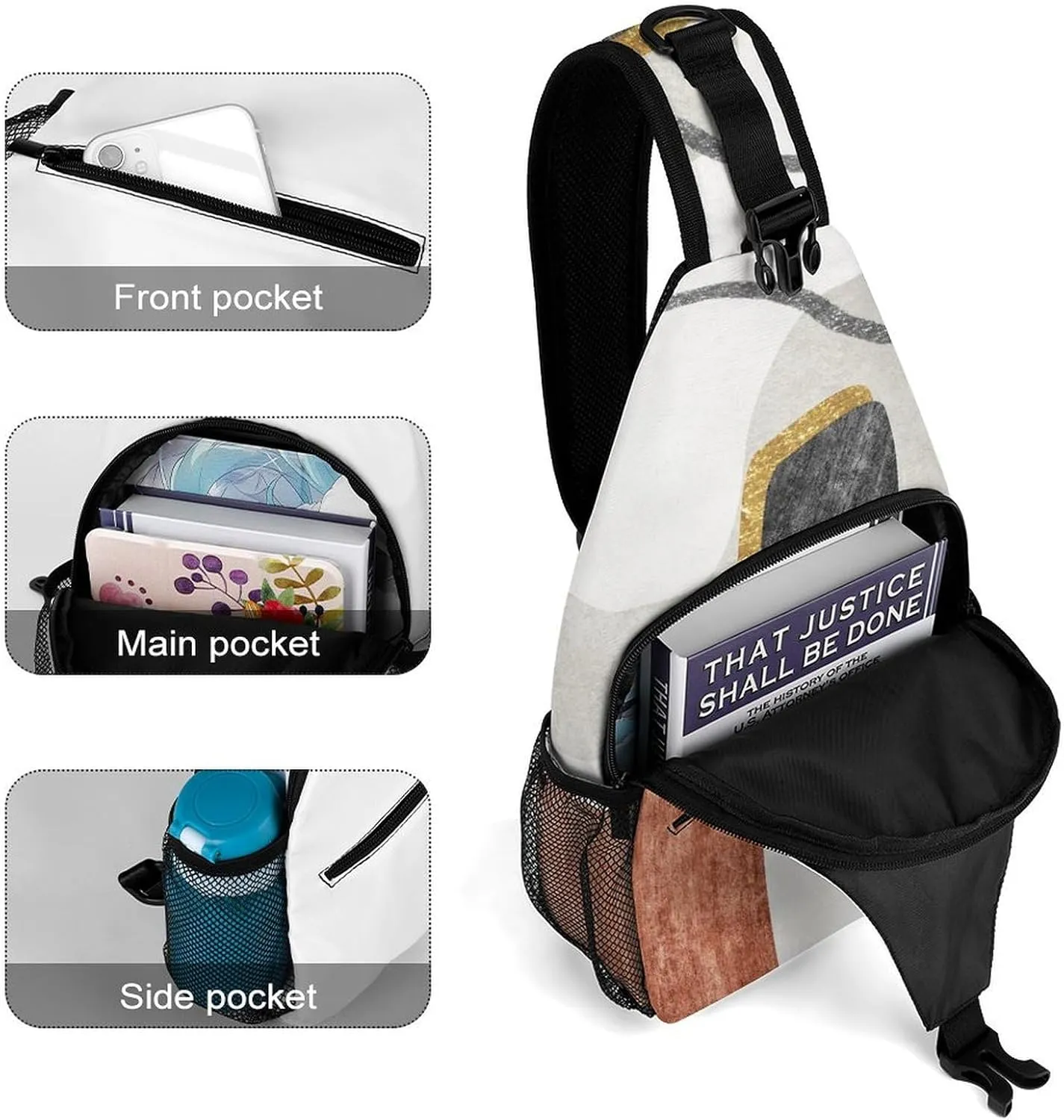 MoBlinko Crossbody Sling Bag for Women Men Adjustable Sling Backpack Boho Chest Bags Daypack for Gift