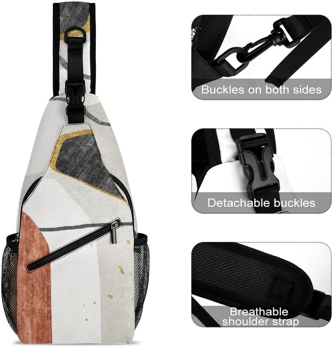 MoBlinko Crossbody Sling Bag for Women Men Adjustable Sling Backpack Boho Chest Bags Daypack for Gift