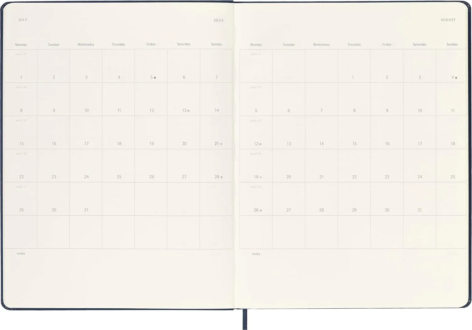 Moleskine 2023-2024 Weekly Planner, 18M, Extra Large, Black, Hard Cover (7.5 x 10)