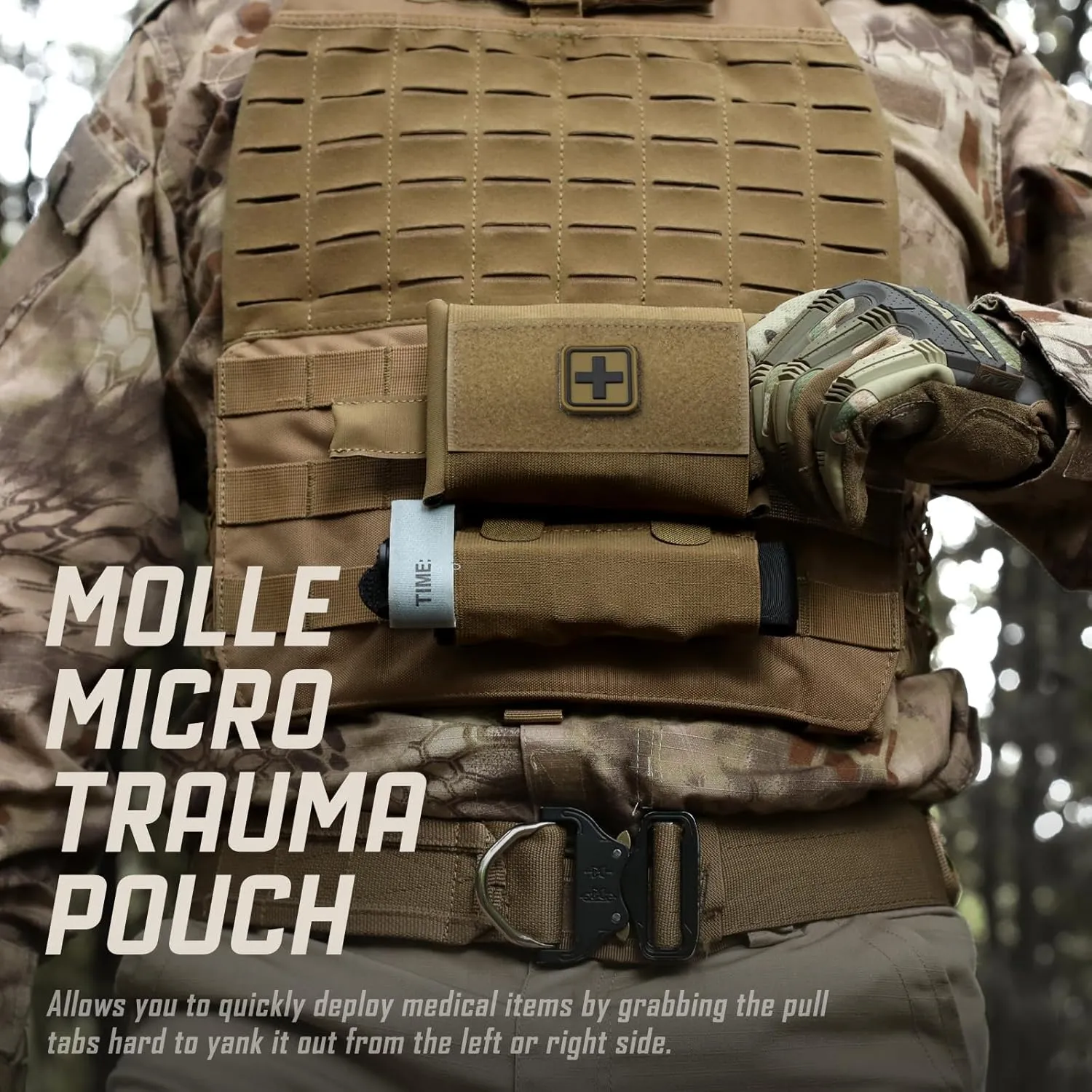 Molle IFAK Micro Trauma Pouch, Tactical First Aid Belt IFAK Bag Medical EMT Emergency Survival Med Pouch Small EDC Portable Pack with Tourniquet Hammock for Duty Belt Vest Hunting